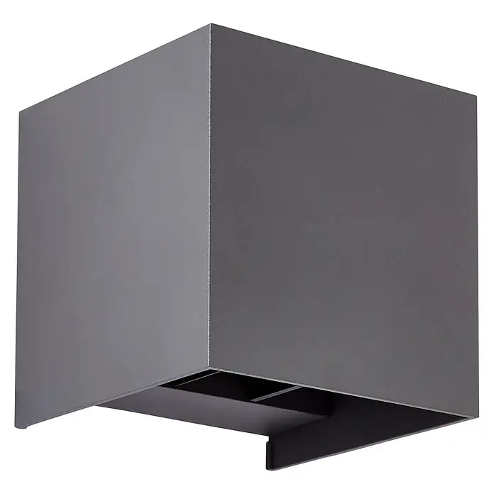 Brilliant LED-Außenwandleuchte Hilly - 6,5 W, 10 x 10 x 10 cm, Dunkelgrau, IP44 - Schlichte, moderne Wandleuchte in Würfelform aus grauem Metall, ideal für stilvolle Innenräume.