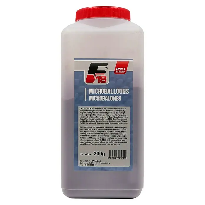F18 Füllstoff Aeroball Phenolharz-Mikroballons - 200 g, Geeignet für: Epoxidharz, Braun - Dose F18 Microballons, ein leichter Füllstoff aus Phenolharz-Glashohlkugeln, ideal für Epoxidharz-Anwendungen.