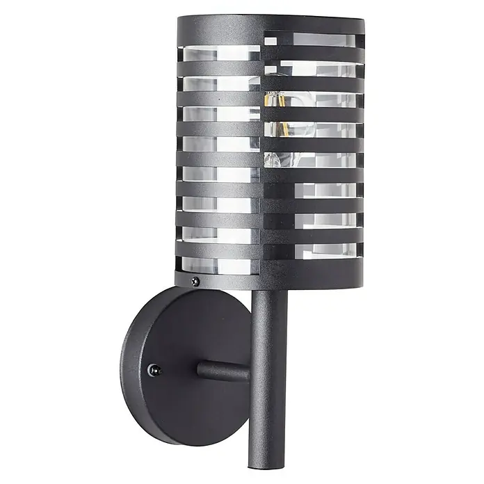 Brilliant Venlo Außenwandleuchte - 40 W, Ø x H: 12,7 x 30,5 cm, Schwarz matt, IP44 - Moderne Wandleuchte in Schwarz mit zylindrischem Design und klaren Akzenten, ideal für stilvolle Außenbereiche.