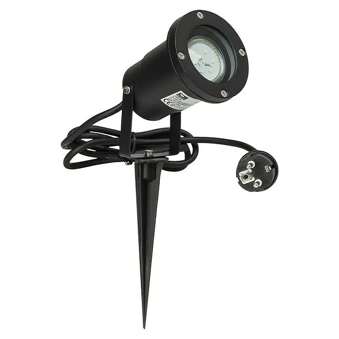Brilliant LED-Erdspießleuchte Janko - 3 W, Ø x H: 9 x 16 cm, Schwarz, IP44 - Schwarzer LED-Gartenstrahler mit Erdspieß und Kabel. Ideal für die Beleuchtung von Außenbereichen und Gärten.