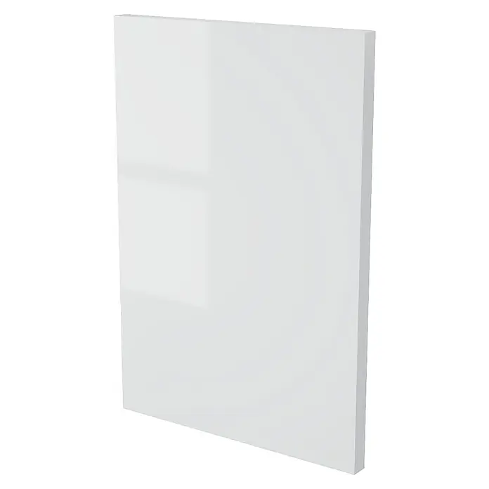 Top Quatro Elemento lateral mueble cocina - An x Al: 60 x 235 cm, Blanco brillo - Primer plano de una puerta de armario de cocina blanca brillante, que muestra un diseño moderno. Ideal para una reforma elegante.