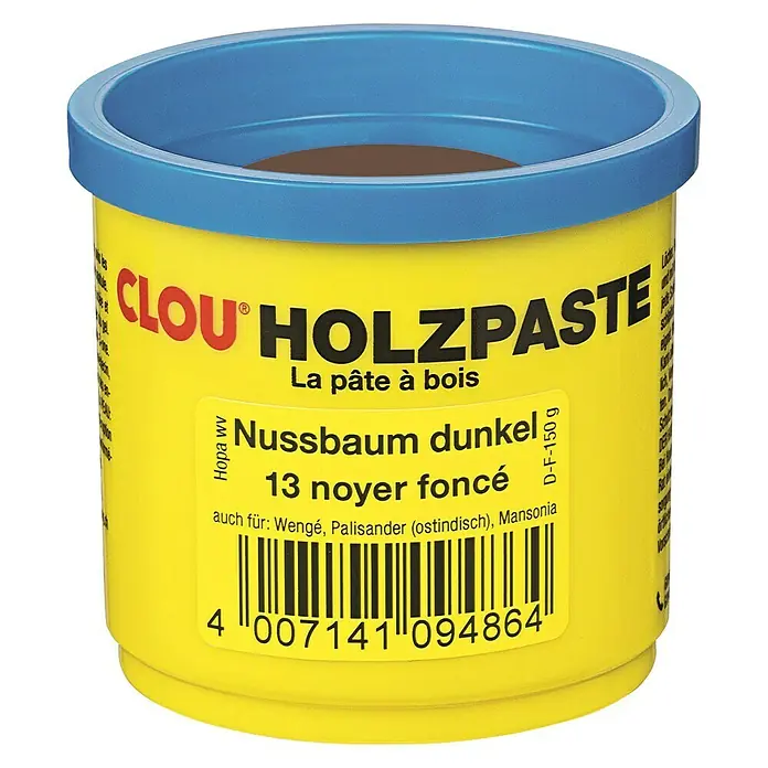Clou Holzpaste - Nussbaum dunkel, 150 g - Dose Clou Holzpaste Nussbaum dunkel, geeignet für Holzreparaturen und Ausbesserungen im Innenbereich, Inhalt 150g.