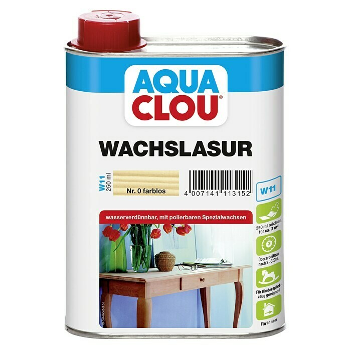 Clou Aqua Wachslasur W11 (Farblos, 250 ml)