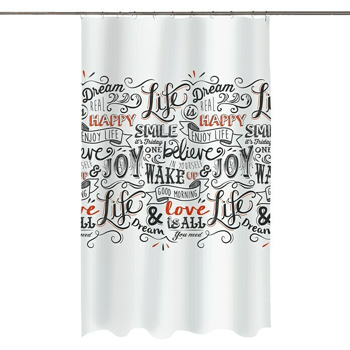 Spirella Cortina de baño textil Love&Joy (An x Al: 180 x 200 cm, Blanco)
