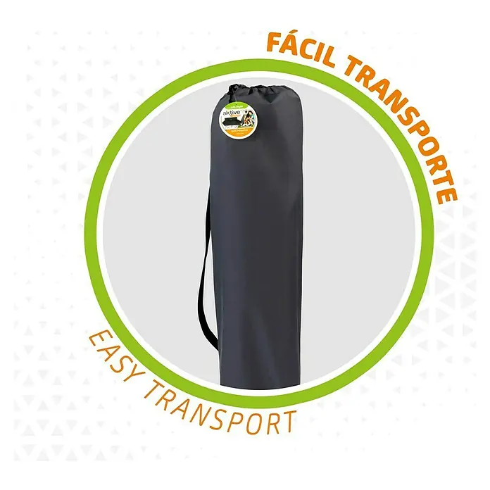 Aktive Banco de camping plegable Nelson - 121 x 63 x 88 cm, Acero, Negro - Bolsa de transporte para muebles de exterior con correa y cierre de cordón para fácil transporte y protección.