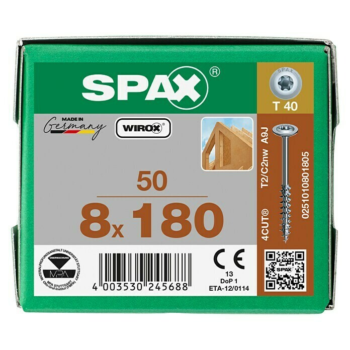 SPAX HI.FORCE  8X180BOX 50 ST.