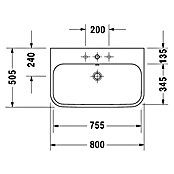 Duravit Happy D.2 Waschtisch (50,5 x 80 cm, Ohne Beschichtung, Keramik, Weiß)