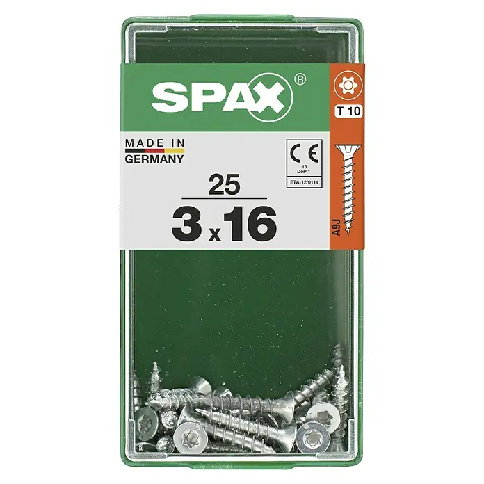 Spax T-Star plus Universalschraube T-Star plus - Ø x L: 3 x 16 mm, 25 Stk., Vollgewinde - Eine Packung Spax Schrauben 3x16, ideal für verschiedene Holzbearbeitungsprojekte, Made in Germany.