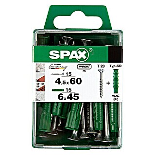 Spax Schrauben- & Dübel-Set (15 Stk., Ø x L: 4,5 x 60 mm)