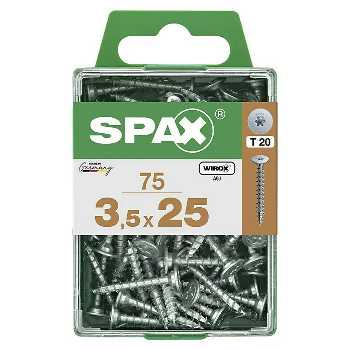 Spax Universalschraube T-STAR plus WIROX - Ø x L: 3,5 x 25 mm, Vollgewinde, 75 Stk., Silber - Spax Universalschrauben im praktischen Aufbewahrungsbehälter. Ideal für diverse Anwendungen im Innen- und Außenbereich.