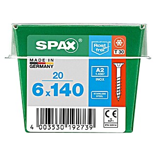 Spax T-Star plus Senkkopfschraube T-Star plus (Ø x L: 6 x 140 mm, Edelstahl, 20 Stk., Teilgewinde)
