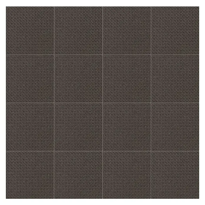 Feinsteinzeugfliese Elba - 20 x 20 cm, Anthrazit, Matt - Quadratische braune Bodenfliesen mit einem geprägten, sternförmigen Muster, ideal für Innen- und Außenbereiche.