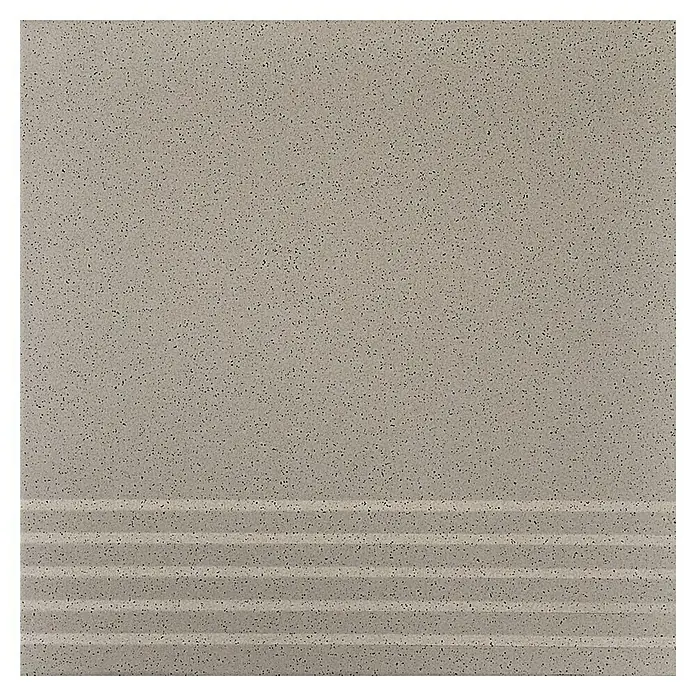 Stufen- & Abdeckplatte Acapulco - 30 x 30 cm, Grau, Matt - Nahaufnahme einer Treppenfliese mit leichtem Muster, ideal für moderne Innenräume, die Funktionalität mit ästhetischem Reiz verbinden.