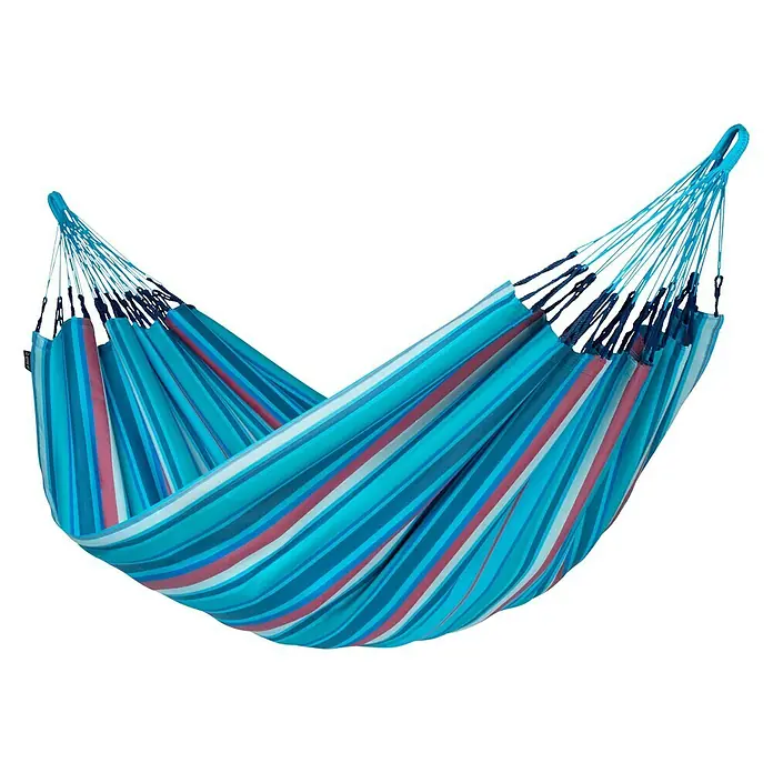 La Siesta Hängematte Brisa - L x B: 350 x 160 cm, Wave - Gestreifte Hängematte in Blau-, Rot- und Weißtönen. Ideal zum Entspannen im Freien.