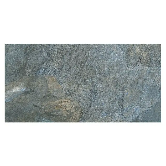 Decocer by Cinca Feinsteinzeugfliese Splash Azul neu - 30 x 60 cm, Blaugrau, Matt - Nahaufnahme einer grauen Schieferfliese mit sichtbarer Textur, ideal für moderne Innenräume.