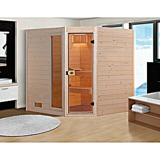 Weka Massivholzsauna Valida Eck 1 GTF Sparset (Bioofen, Steuerung Ofen: Extern, L x B x H: 139 x 189 x 203,5 cm)