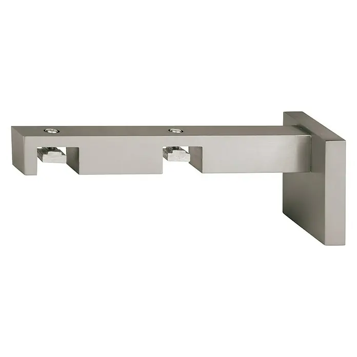 Expo Ambiente Doppelträger Go - Edelstahloptik, Geeignet für: 18 x 18 mm Profil, Länge: 15 cm - Metallischer Doppelvorhanghalter in Silber. Praktische Halterung zur einfachen Montage von zwei Vorhängen für ein stilvolles Fensterdesign.
