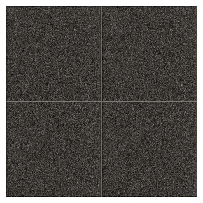 Feinsteinzeugfliese Elba - 60 x 60 cm, Anthrazit, Matt - Dunkelgraue Fliesen in quadratischer Anordnung, getrennt durch feine Fugenlinien, ideal für moderne Boden- und Wandgestaltung.