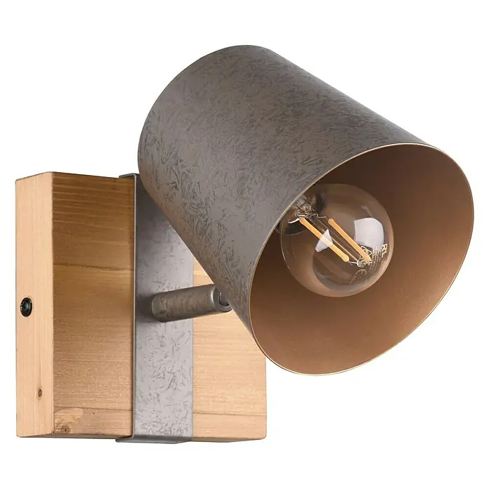 Trio Leuchten Deckenstrahler - 25 W, L x B x H: 23,2 x 11 x 11 cm, Nickel-matt, E14, 1 Stk. - Wandleuchte aus Holz und Metall mit einer stilvollen Glühbirne.