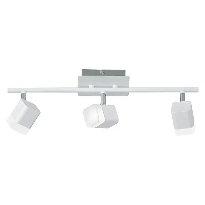 Reality Leuchten Roubaix LED-Deckenstrahler - 12 W, L x B x H: 9 x 48 x 14,5 cm, Weiß, Warmweiß, 3 Stk. - Moderne weiße Deckenleuchte mit drei quadratischen Strahlern, ideal für stilvolle Beleuchtung in jedem Raum.