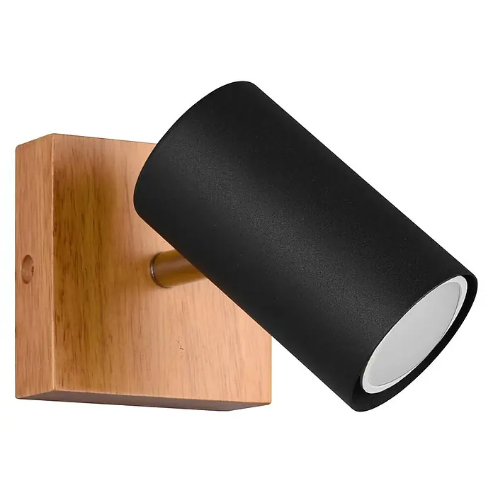 Trio Leuchten Marley Deckenstrahler - 15 W, L x B x H: 12 x 9 x 16 cm, Schwarz, GU10, 1 Stk. - Moderne Wandleuchte mit schwarzem Lampenschirm und quadratischer Holzbasis für stilvolle Innenbeleuchtung.