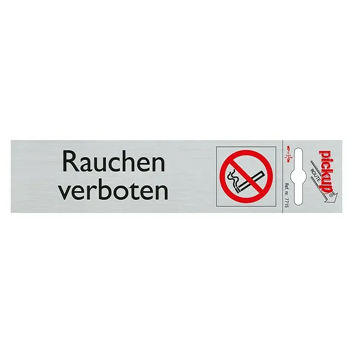 Pickup Aufkleber - Motiv: Rauchverbot, L x B: 165 x 44 mm - 'Rauchen Verboten' Schild. Das Schild ist grau, mit der Aufschrift 'Rauchen verboten' und einem Symbol für Rauchverbot, ideal zur Kennzeichnung von Nichtraucherbereichen.