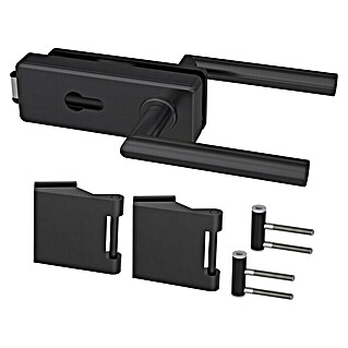 Diamond Doors Black Edition Glastürbeschlag Style Premium PZ (Schwarz, Bandbohrung/Bänder: Office 3-teilig, Verschließbar)