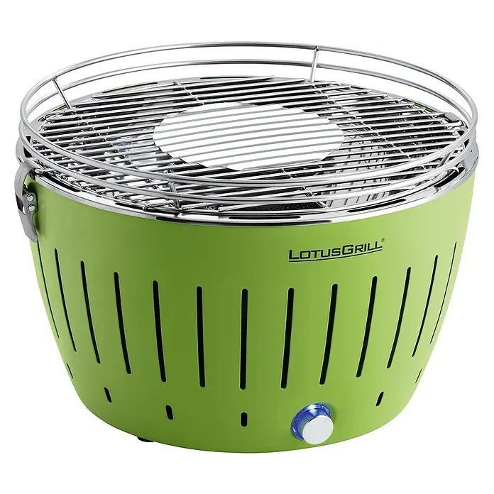 LotusGrill Holzkohlegrill Classic - Durchmesser Grillfläche: 34 cm, Limettengrün - LotusGrill Tischgrill in Grün, ideal für Picknicks und Camping. Kompakt, raucharm und schnell einsatzbereit für unkomplizierten Grillspaß.