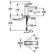 Grohe Eurocube Waschtischarmatur M-Size (Chrom, Glänzend, Ohne Zugstange)