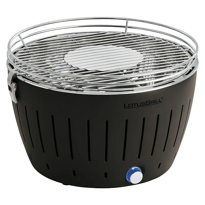 LotusGrill Holzkohlegrill Classic - Durchmesser Grillfläche: 34 cm, Schwarz - LotusGrill Holzkohlegrill in Schwarz. Kompakter Grill für Balkon, Terrasse oder Camping, schnell einsatzbereit und leicht zu reinigen.
