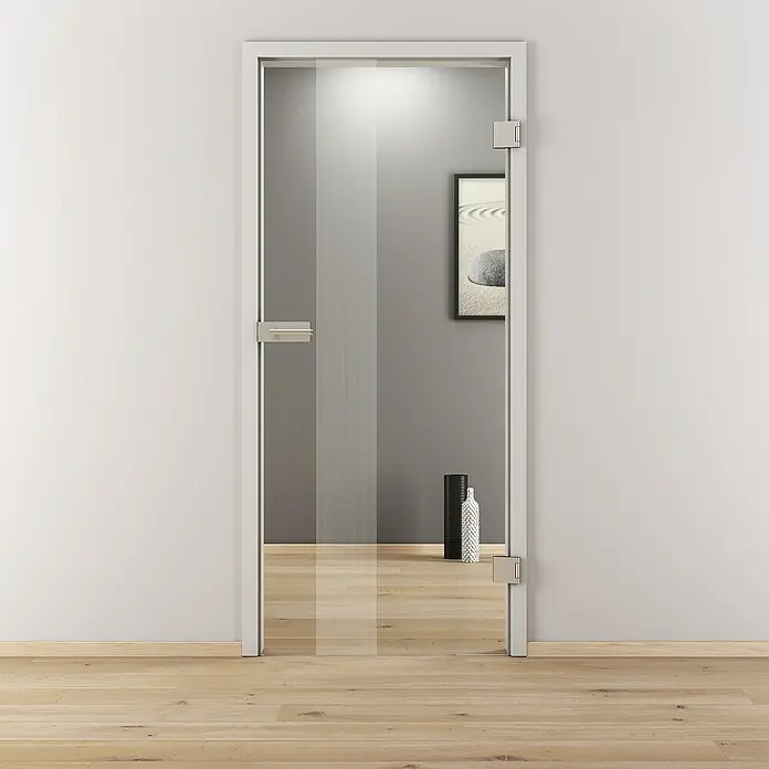 Diamond Doors Glasdrehtür 594 - 709 x 1.972 mm, DIN Anschlag: Rechts, Klarglas - Elegante Glastür mit schmalem Rahmen und modernem Griff. Das Design integriert sich nahtlos in jeden Raum.