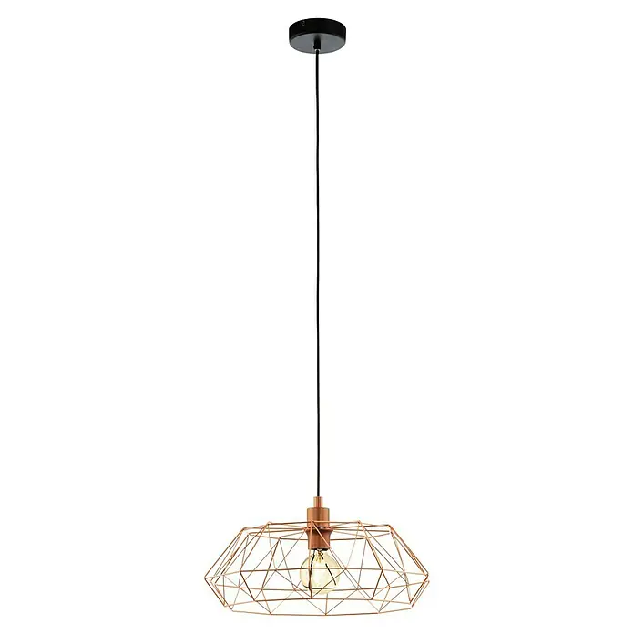 Eglo Pendelleuchte rund Carlton 2 - Höhe: 110 cm, Kupfer - Elegante Kupferdraht-Pendelleuchte mit Edison-Glühbirne. Ein stilvolles Beleuchtungselement für modernes Interieur.