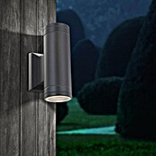 Globo Aplique exterior LED Gantar (2 luces, 2 x 5 W, Blanco cálido, IP44, Gris)