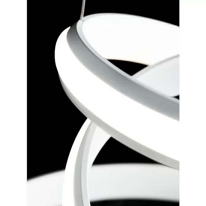 WOFI Tess Pendelleuchte - 32 W, L x B x H: 41 x 41 x 150 cm, Weiß - Moderne weiße spiralförmige LED-Leuchte mit leuchtenden Ringen.