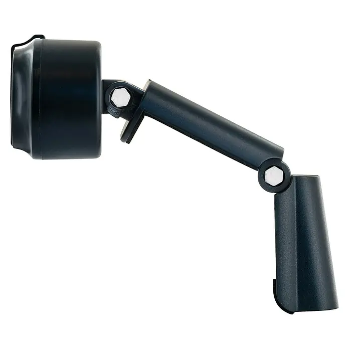 Schwaiger Kamera Webcam - 30 Bilder pro Sekunde, Schwarz - Detailaufnahme einer verstellbaren LED-Außenleuchte mit drehbarem Leuchtenkopf und wetterfestem Gehäuse für den Garten oder die Terrasse.