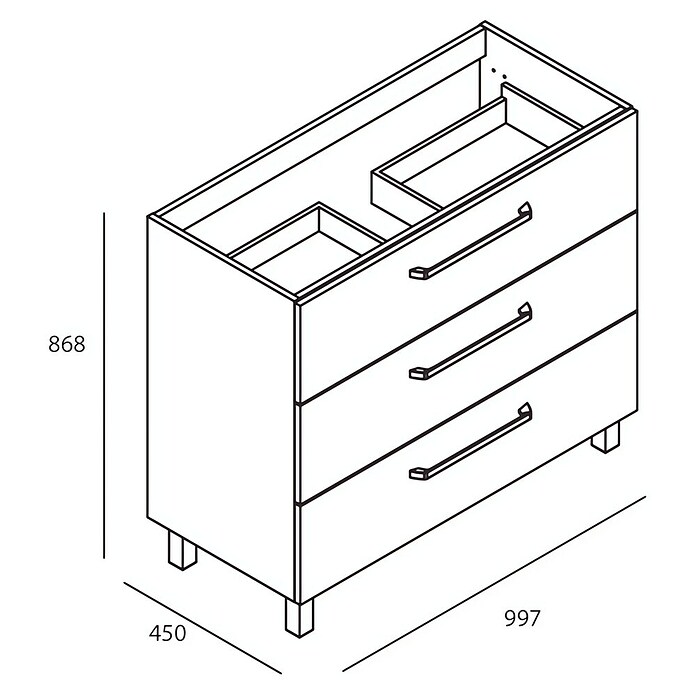 Mueble de lavabo Mythos (45 x 99,7 x 86,8 cm, Blanco)