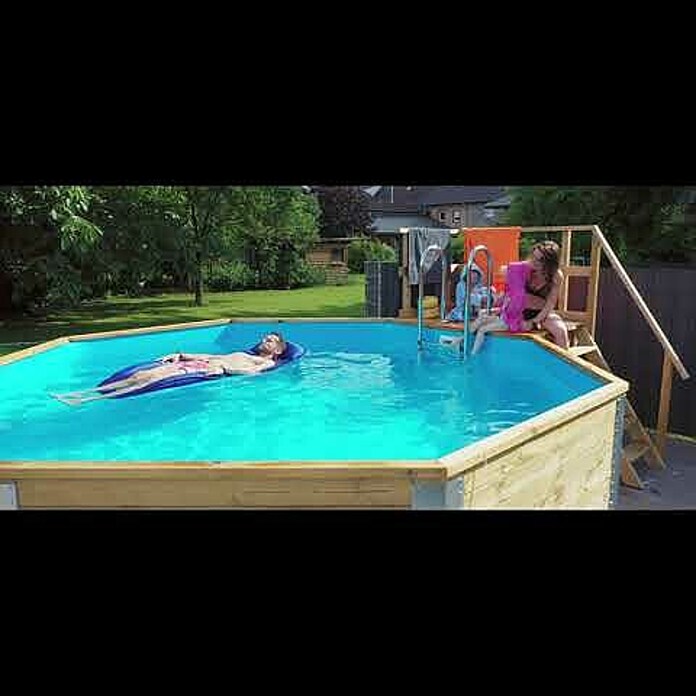 Weka Massivholzpool 595315 x 490 x 201 cm, 7,7 m³, Hellbraun, Farbe Innenfolie: Blau Product