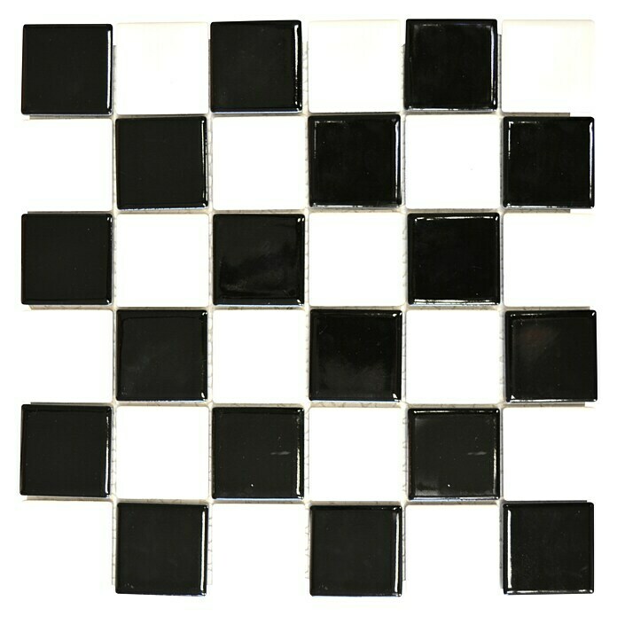 Mosaikfliese Quadrat CD 200 (29,8 x 29,8 cm, Schwarz/Weiß, Glänzend)