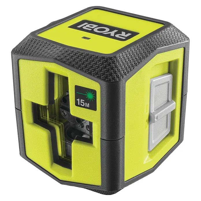 Ryobi Kreuzlinienlaser RBCLLG1 - Max. Arbeitsbereich: 15 m - Der Ryobi Querkalibrierlaser projiziert horizontale und vertikale Linien für präzise Ausrichtungen. Ideal für Heimwerker und Profis.
