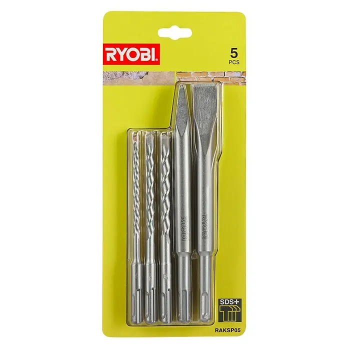 Ryobi Bohrer-Set RAKSP05 - 5 Stk. - RYOBI 5-teiliges SDS+-Bohrer- und Meißelset. Das Set enthält Bohrer und Meißel für den Einsatz mit SDS+-Bohrhämmern.