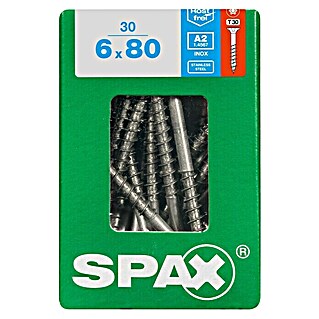 Spax Senkkopfschraube T-Star plus (Ø x L: 6 x 80 mm, Edelstahl, 30 Stk., Teilgewinde)