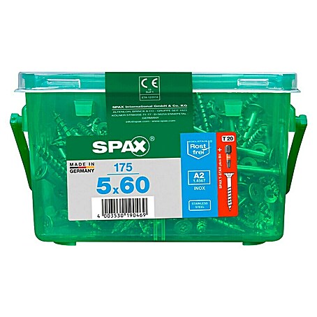 Spax Senkkopfschraube T-Star Plus (Ø x L: 5 x 60 mm, Edelstahl rostfrei A2, 175 Stk., Teilgewinde)