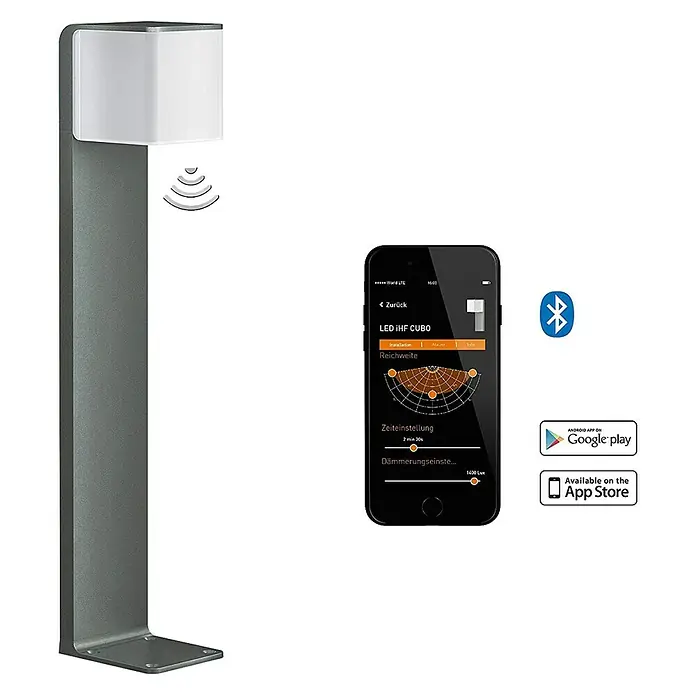 Steinel Sobremuro exterior GL 80 SC - Color del marco: Antracita, Blanco cálido, 13,2 x 11 x 63,25 cm, Con bombillas - Luz LED inteligente para exteriores con control de app para rango y ajustes crepusculares. ¡Optimiza tu iluminación fácilmente!