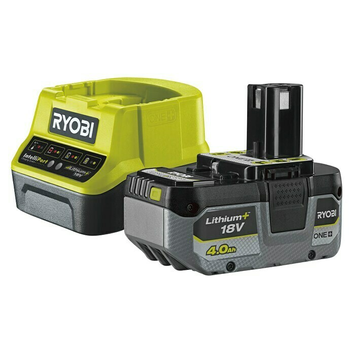 Ryobi ONE+HP Akku & Ladegerät RC18120-140X18 V, 4 Ah, 1 Akku Diagonal View