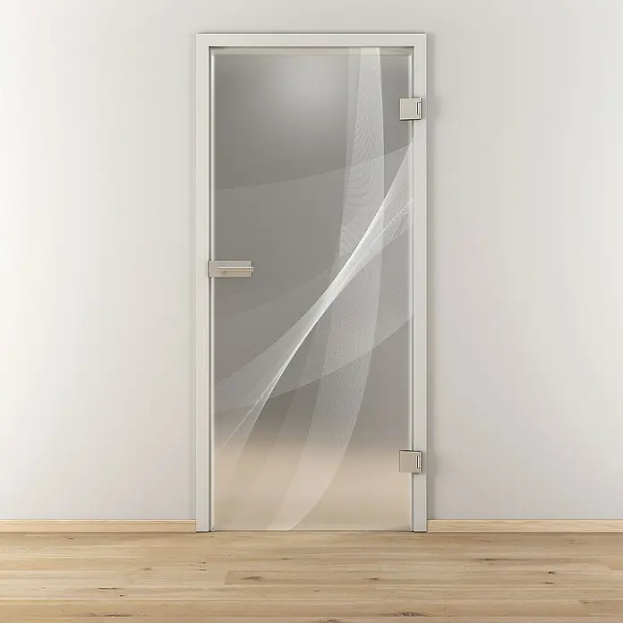 Diamond Doors Glasdrehtür 635 - 959 x 1.972 mm, DIN Anschlag: Rechts, Milchglas - Elegante Glastür mit modernem Design, ideal für ein stilvolles Zuhause. Die Tür bietet Privatsphäre und lässt gleichzeitig viel Licht herein.