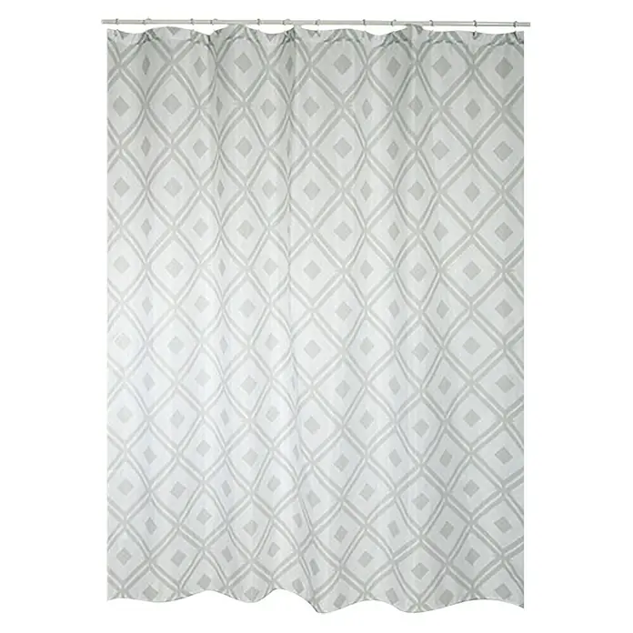 Venus Cortina de baño Mérida - An x Al: 180 x 200 cm, Plástico, Gris - Elegante cortina de ducha con un patrón geométrico de rombos en gris y blanco, un complemento elegante para cualquier baño.
