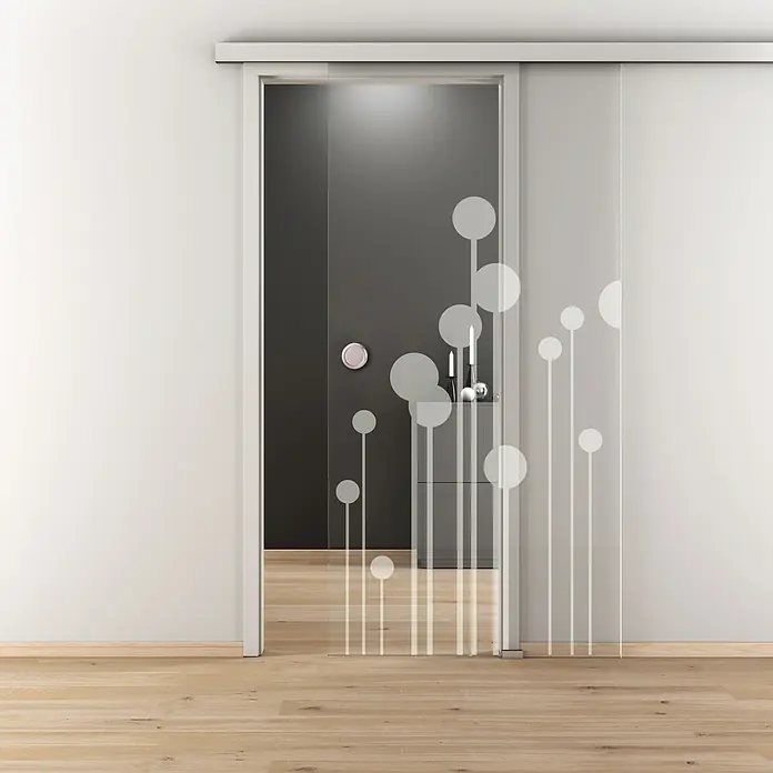 Diamond Doors Glasschiebetür 611 - 935 x 2.058 mm, Einscheibensicherheitsglas (ESG), Klarglas - Elegante Schiebetür mit floralem Dekor, die einen modernen und stilvollen Übergang zwischen Räumen schafft. Das Designelement ist ein echter Hingucker.