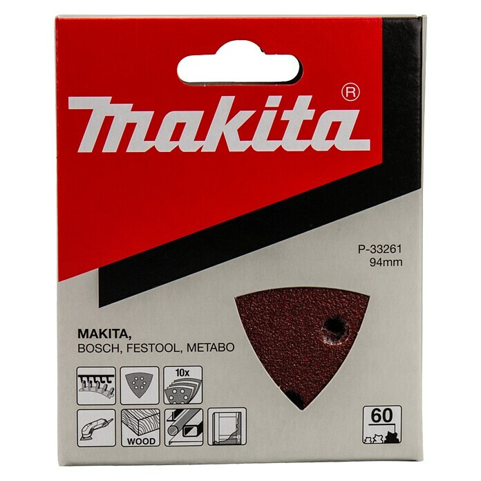 Makita Schuurbladen 94 mm red velcro (Korreling: 60, Geperforeerd) | BAUHAUS