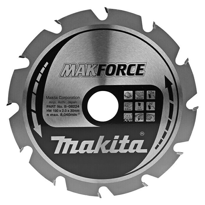 Makita Cirkelzaagblad Hout (190 mm, 12 st.) | BAUHAUS