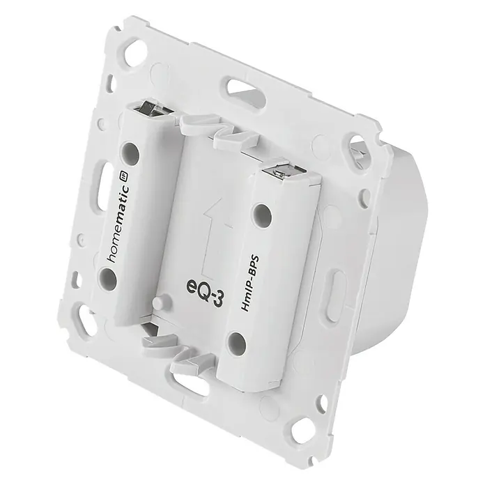 Homematic IP Netzteil HmIP-BPS-2 - Netzspannung: 230 V - Nahaufnahme eines Homematic IP-BPS Wandtasters mit präzisem Blick auf die Details.